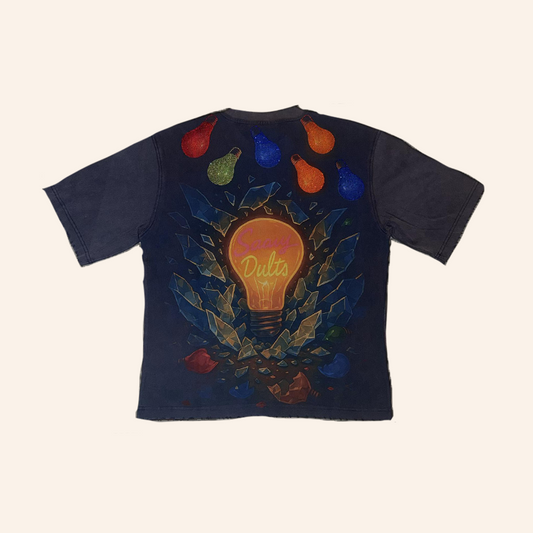 Blue Acid Wash Einstein Rhinestone Tee (blue)