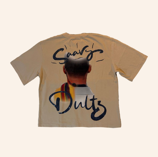 Cream Acid Wash Urkel Rhinestone Tee