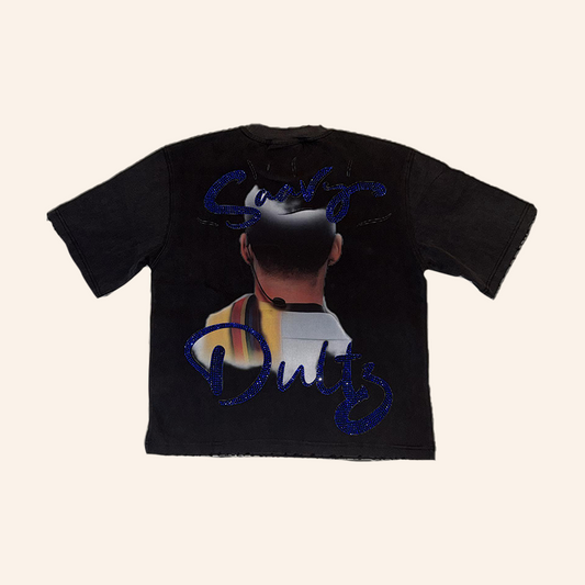 Black Acid Wash Urkel Rhinestone Tee