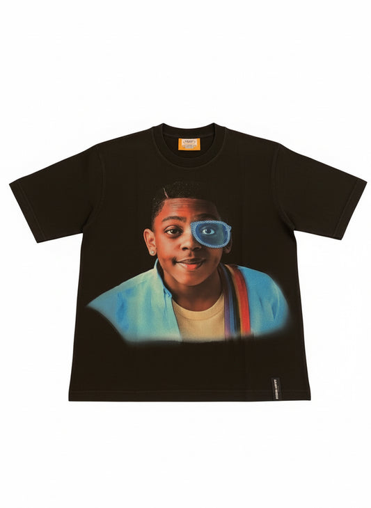 Urkel Genius Black Acid Wash Tee Shirt